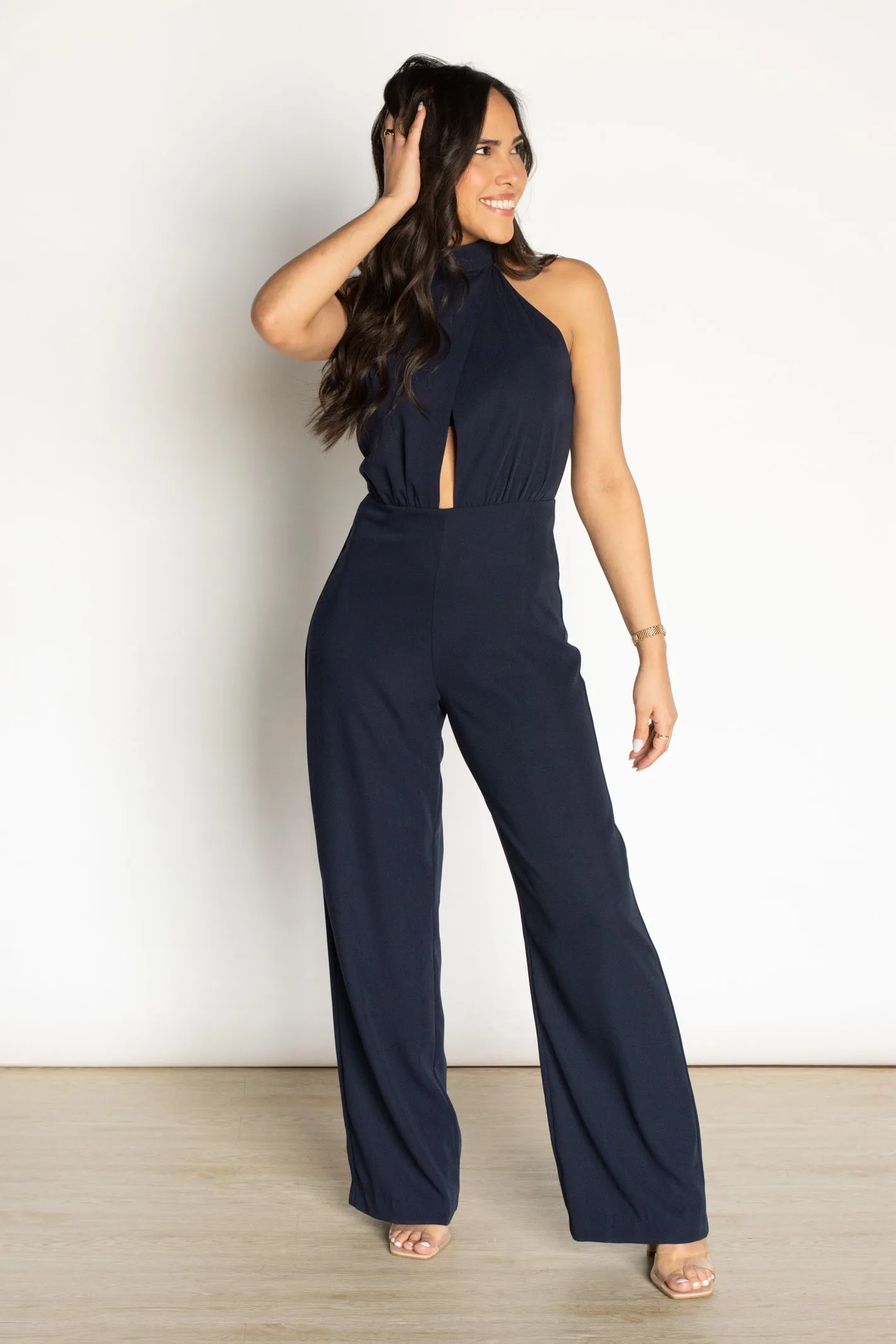 Seek Me Out Navy Jumpsuit