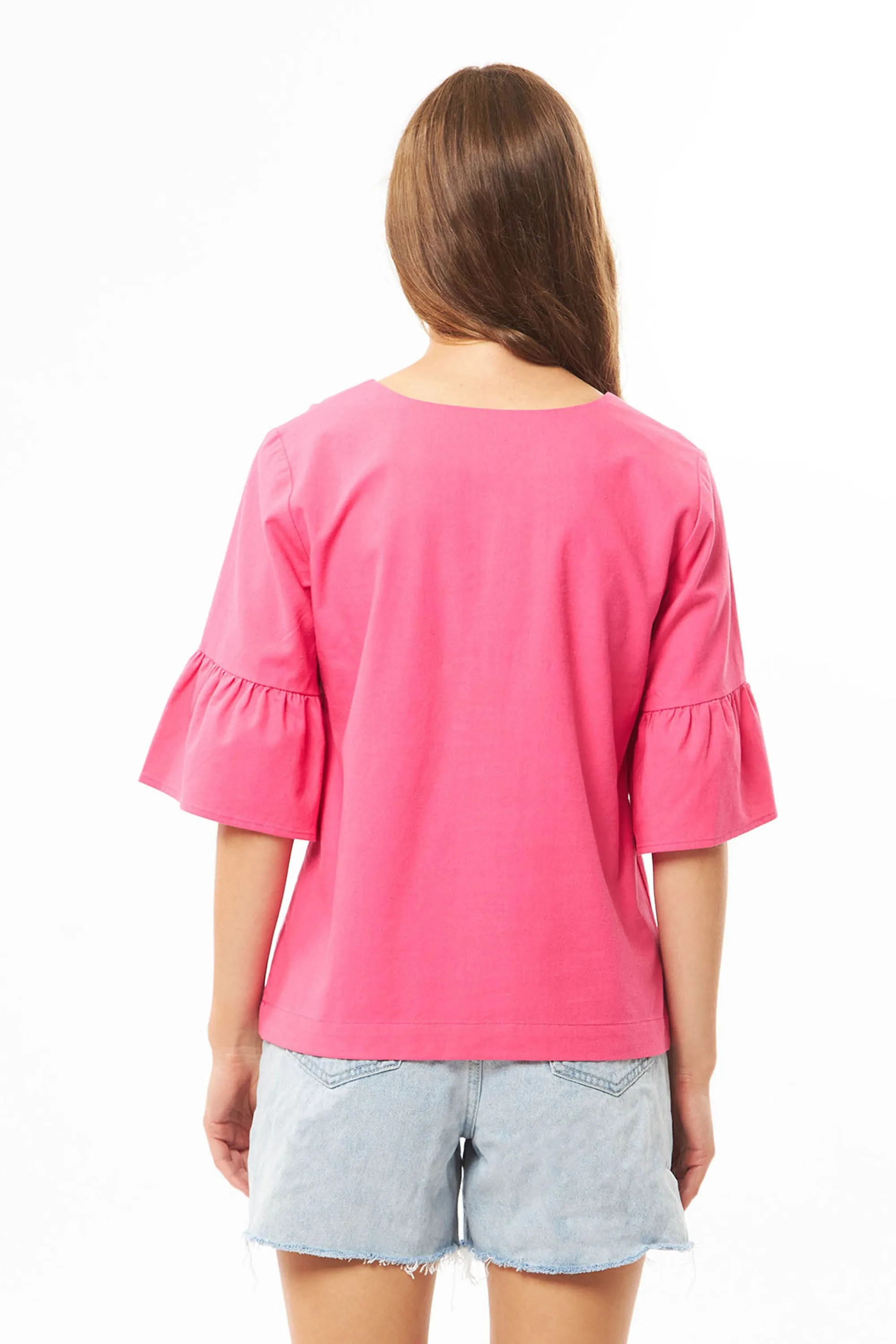 Seeking Lola Confident Ruffle Top - Hot Pink