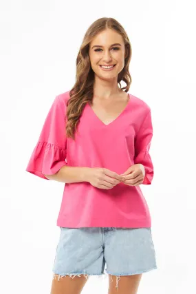 Seeking Lola Confident Ruffle Top - Hot Pink