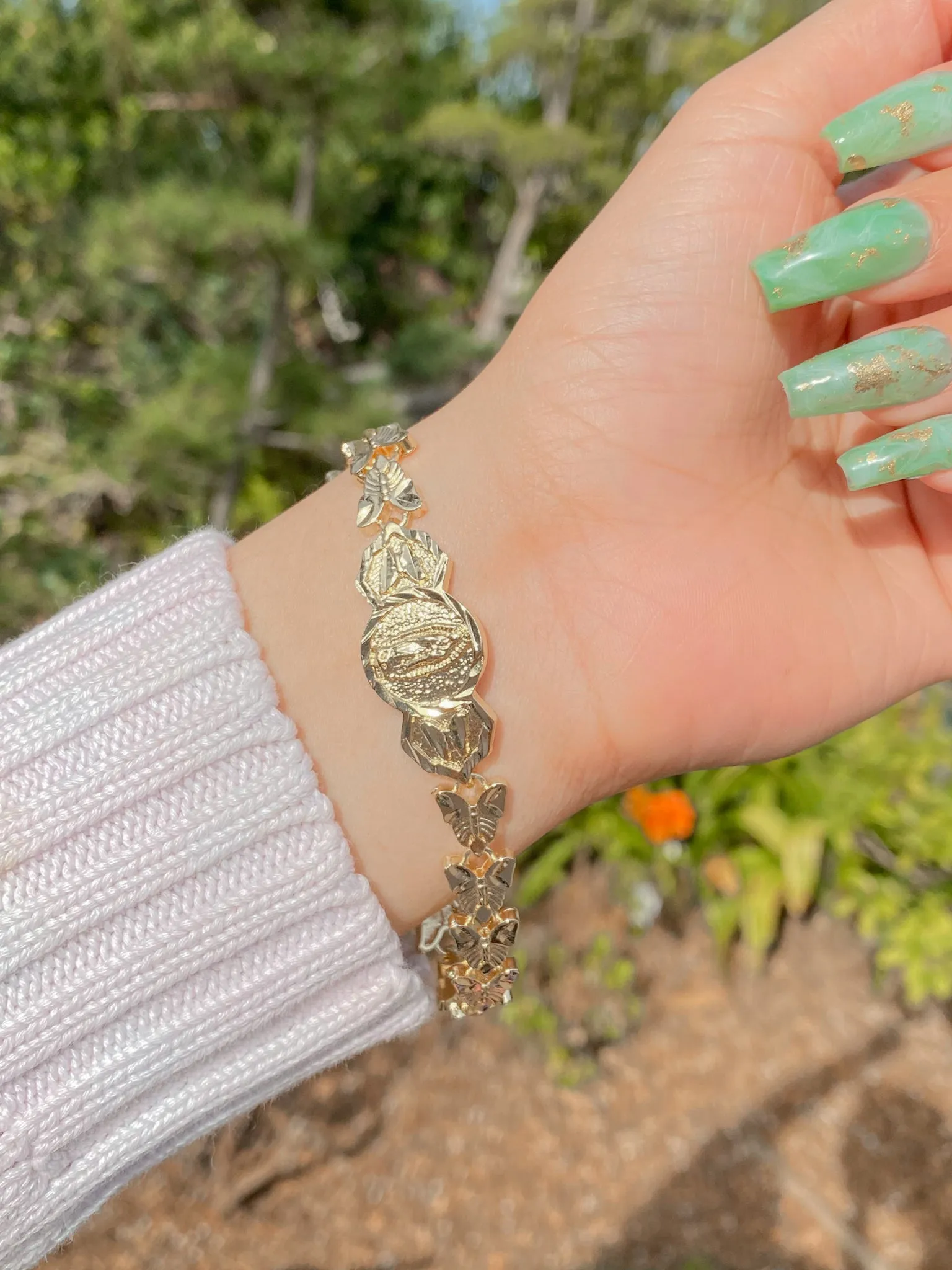 Virgin Mary Mariposa Esclava Bracelet