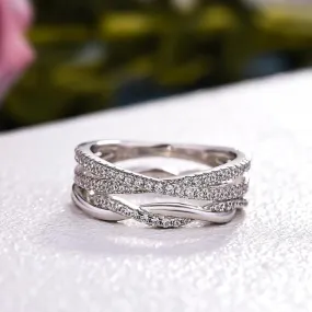 X Criss Cross & Twist Infinity Sterling Silver Wedding Band Set